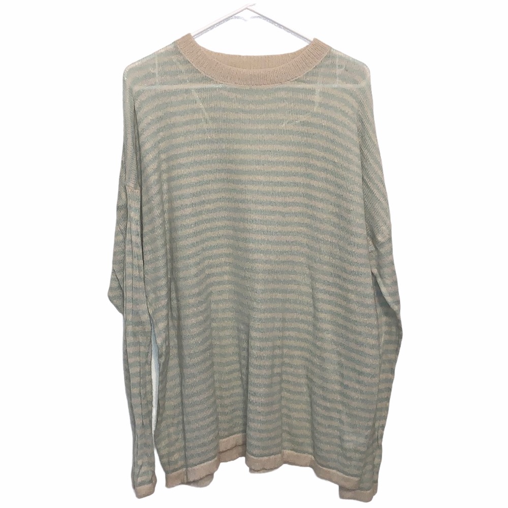 Easel Los Angeles Mint Green Cream Striped Sweater